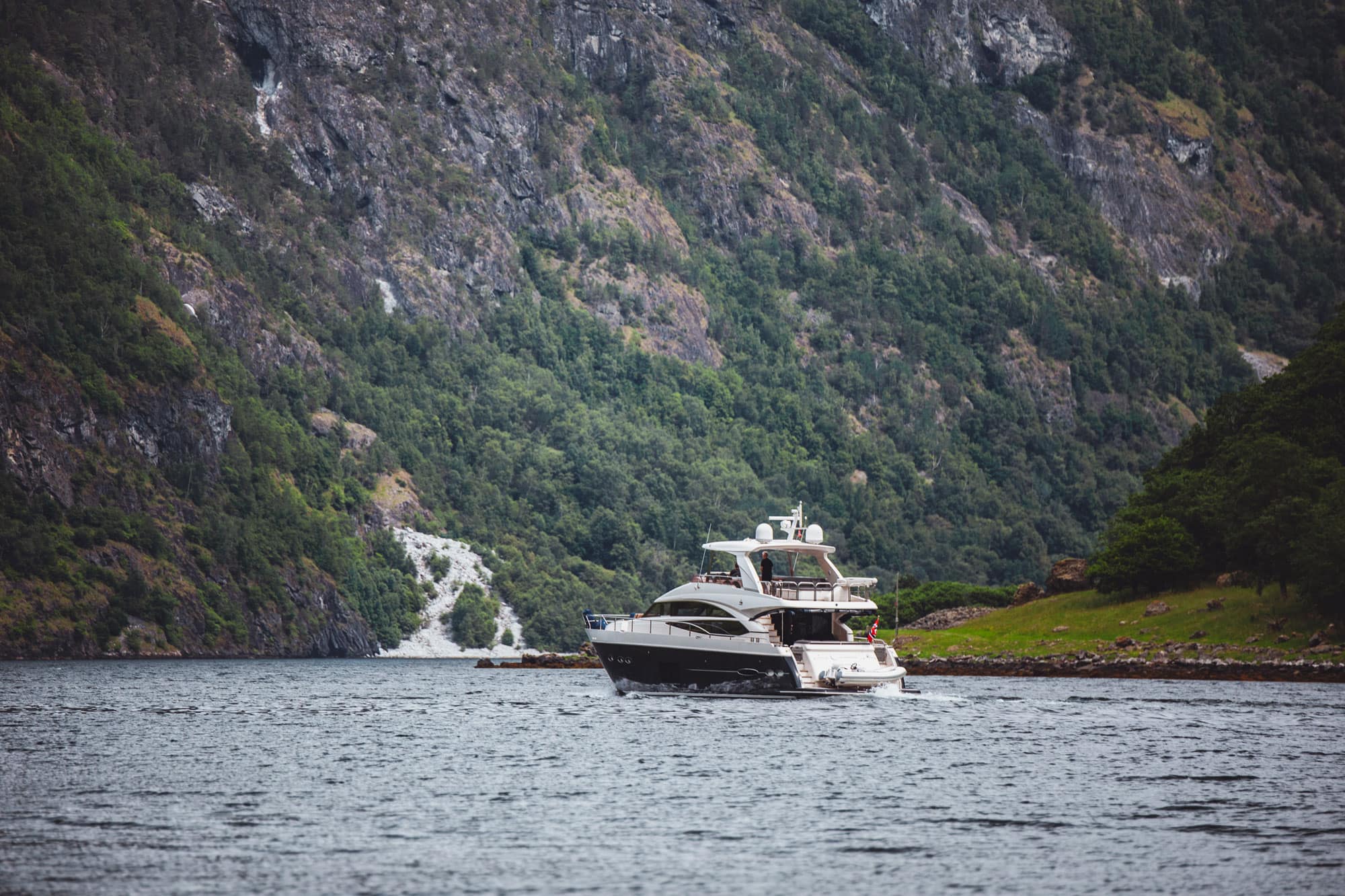 The M/Y Princess 72 in a Norwegian fjord